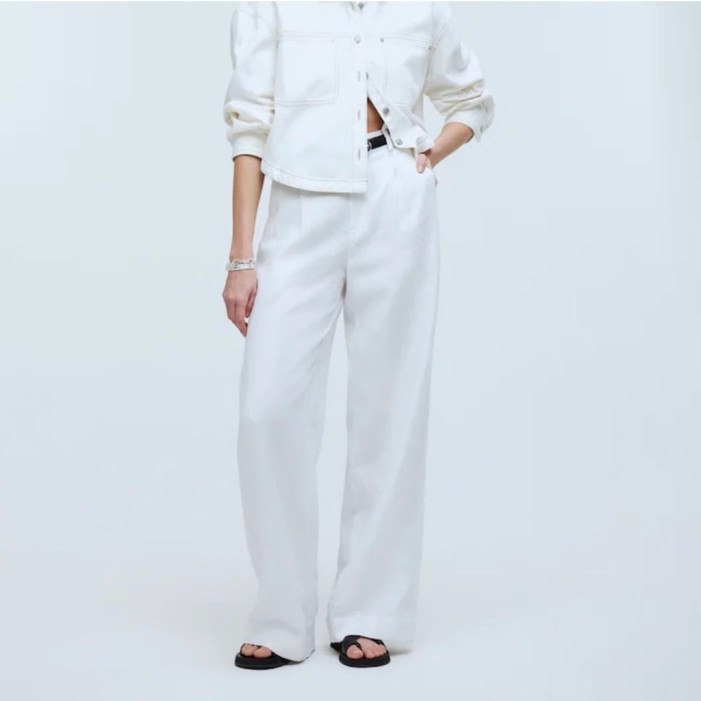 Madewell Harlow Wide-Leg Pant in 100% Linen, White
